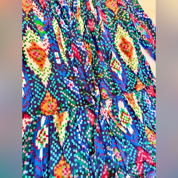 MAEVE Anthropologie Topoxte Drop Waist Geometric Ikat Multicolor Blouse Top - Picture 5 of 14